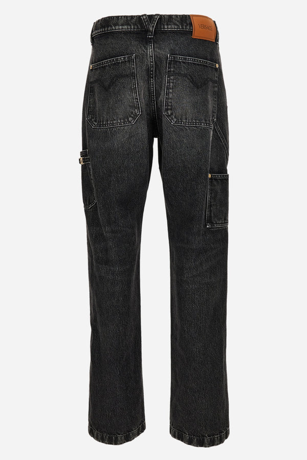 Pant Denim In Stone Wash Black Denim Fabric