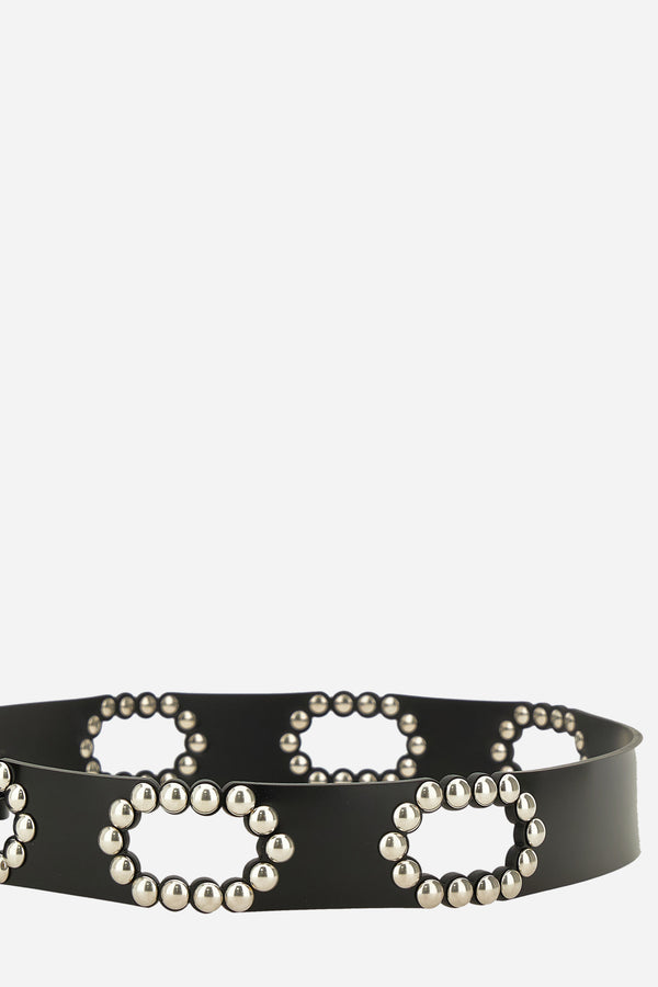 La Medusa Belt 4 Cm In Calf Leather+Cut+Studs