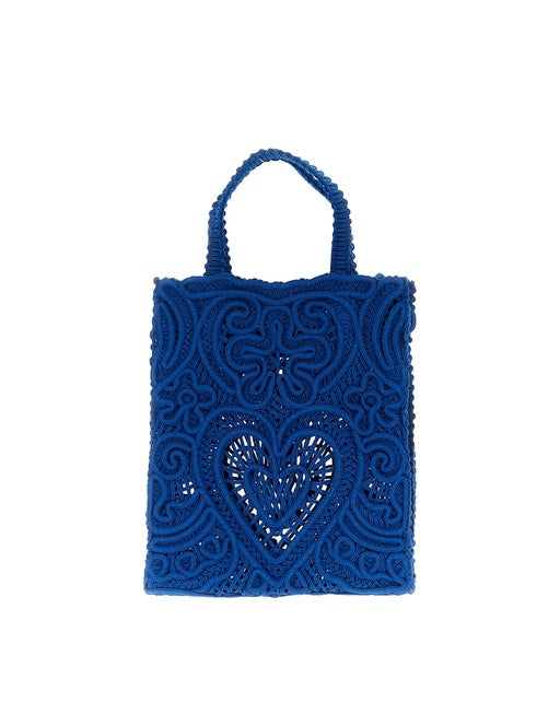 SMALL SHOPPING BAG WITH CORDONETTO EMBROIDERY