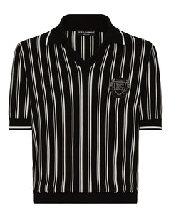 STRIPED SILK POLO-SHIRT WITH DG LOGO