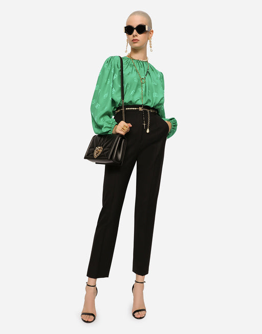 SILK BLOUSE WITH ALL-OVER DG LOGO