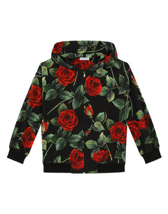 INTERLOCK HOODIE WITH ROSE PRINT