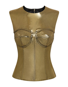 SHORT FOILED SATIN CORSET TOP