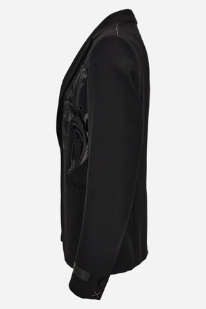 Evening Jacket In Grain De Poudre Fabric-Leaf Barocco Embroidery