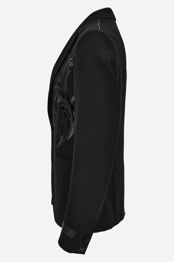 Evening Jacket In Grain De Poudre Fabric-Leaf Barocco Embroidery