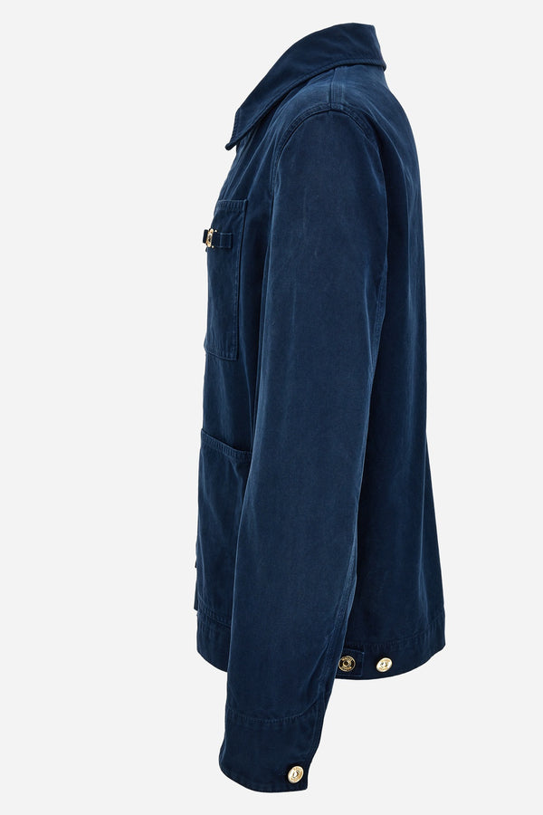 Blouson Denim In Solid Canvas Fabric Tie-Dyed