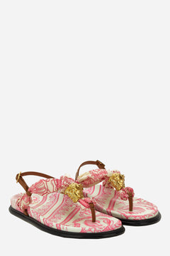 La Medusa Sandal T.10 In Fabric+Calf Leather