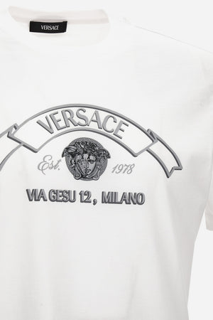 T-Shirt In Jersey Fabric-Versace Via Gesu' Print