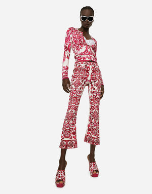 CREW-NECK SILK SWEATER WITH MAJOLICA PRINT