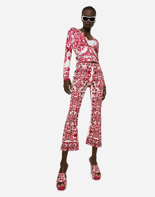 CREW-NECK SILK SWEATER WITH MAJOLICA PRINT