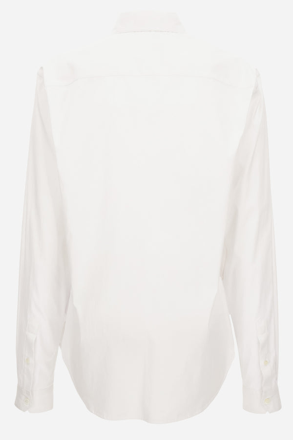 Informal Shirt In Poplin Cotton Fabric-Medusa Embroidery