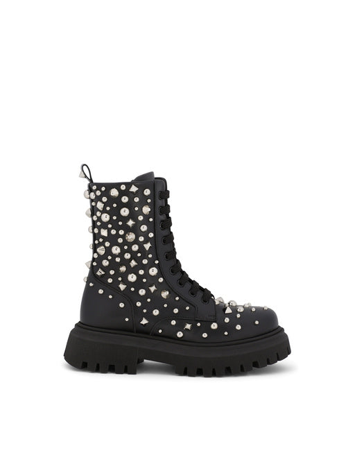 STUDDED LEATHER COMBAT BOOTS