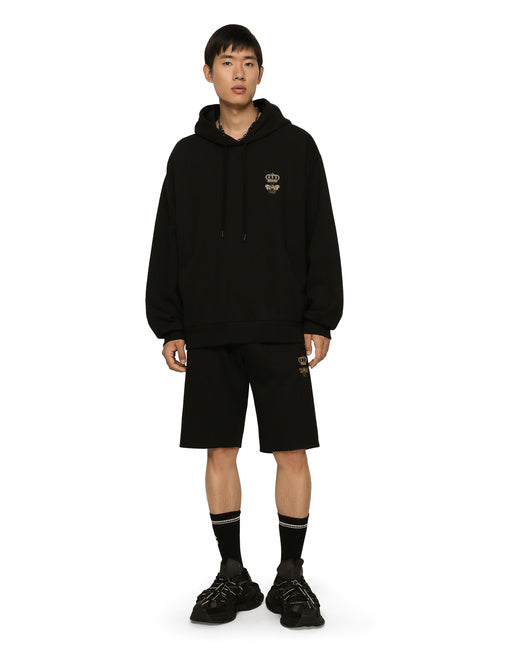 COTTON JERSEY SWEATSHIRT WITH HOOD AND EMBROIDERY