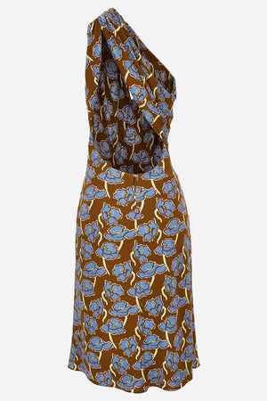 Cocktail Dress In Stretch Crepe Jersey Print Poppies Allover