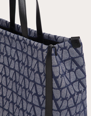 Borsa Shopping Media Toile Iconographe In Tessuto Jacquard Effetto Denim 