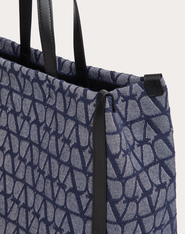Borsa Shopping Media Toile Iconographe In Tessuto Jacquard Effetto Denim 