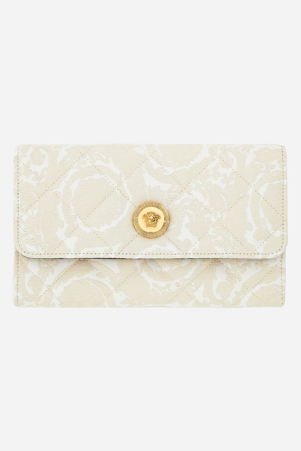 Icon Wallet On Chain In Jacquard Fabric-Calf Leather