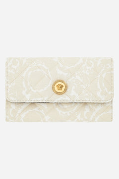 Icon Wallet On Chain In Jacquard Fabric-Calf Leather