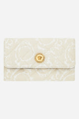 Icon Wallet On Chain In Jacquard Fabric-Calf Leather