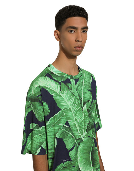 SHORT-SLEEVED COTTON T-SHIRT WITH BANANA TREE PRINT