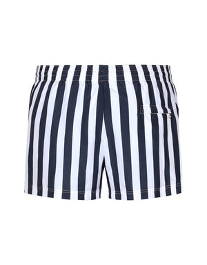 SWIM SHORTS WITH VERTICAL-STRIPE PRINT