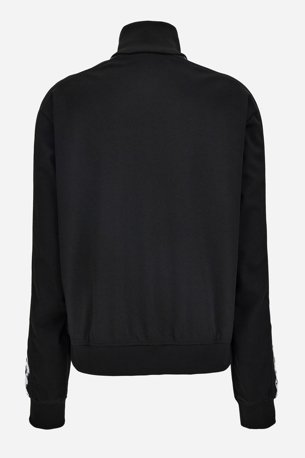 Sweatshirt In Compact Techno Jersey Fabric-Chain Print Inserts