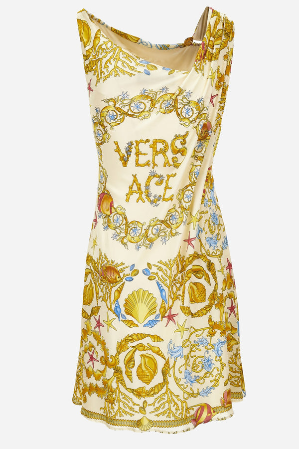 Dress In Underwater Barocco Foulard On Responsible Viscose Liquid Jersey