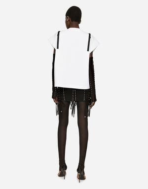 JERSEY T-SHIRT WITH LACE BUSTIER DETAIL