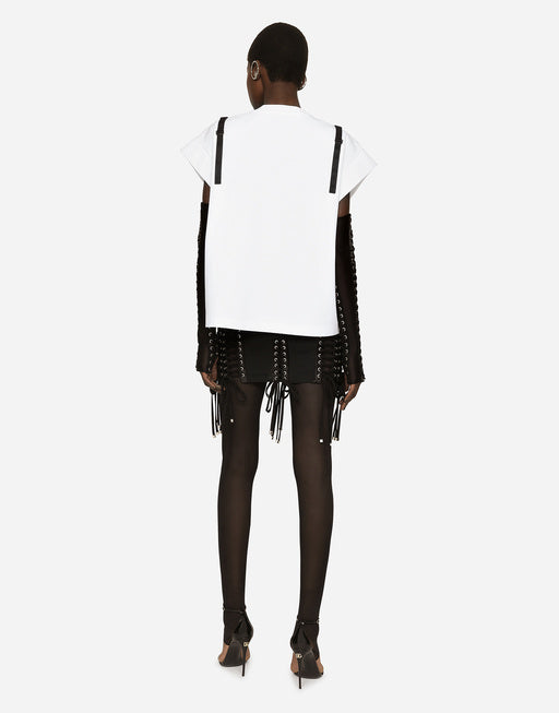 JERSEY T-SHIRT WITH LACE BUSTIER DETAIL