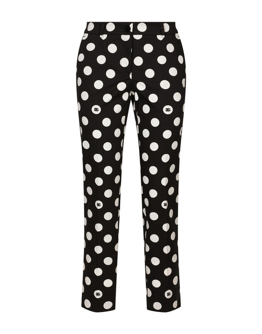 COTTON PANTS WITH POLKA-DOT PRINT