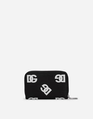 SMALL CALFSKIN ZIP-AROUND WALLET WITH ALL-OVER DG PRINT