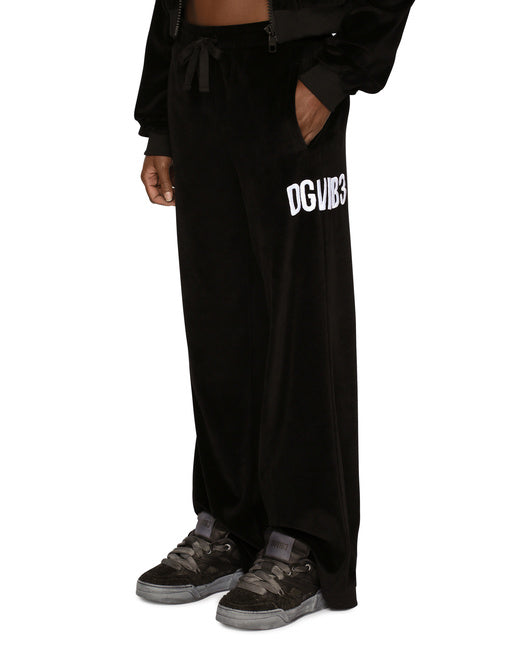 COTTON CHENILLE JOGGING PANTS WITH DGVIB3 EMBROIDERY