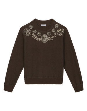 ROUND-NECK JERSEY SWEATSHIRT WITH COIN PRINT