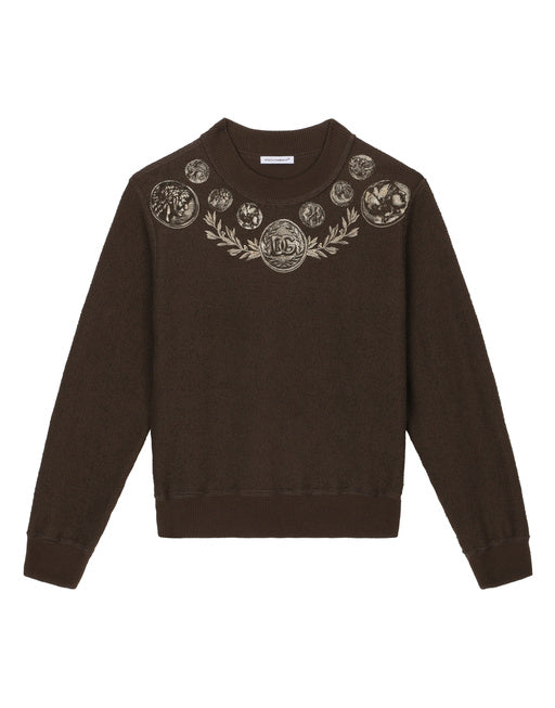ROUND-NECK JERSEY SWEATSHIRT WITH COIN PRINT