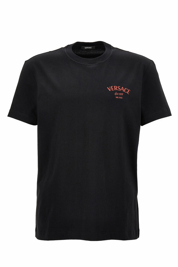T-Shirt In Jersey Fabric + Versace Stamp Print