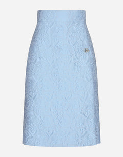 FLORAL JACQUARD MATELASSÉ MIDI SKIRT WITH DG LOGO