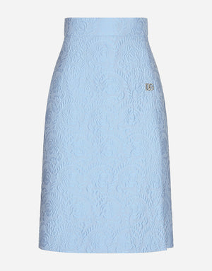 FLORAL JACQUARD MATELASSÉ MIDI SKIRT WITH DG LOGO