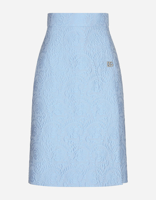 FLORAL JACQUARD MATELASSÉ MIDI SKIRT WITH DG LOGO
