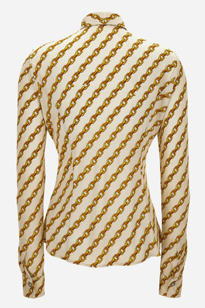 Formal Shirt In Oblique Gold Chain Stripes On Responsible Viscose Liquid Jersey Light