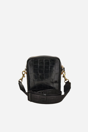 Icon Messenger In Embossed Croc Calf Leather