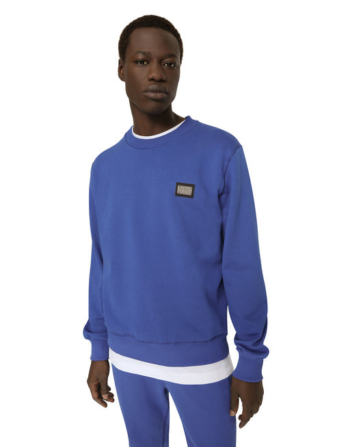 JERSEY SWEATSHIRT WITH LOGO PLAQUE