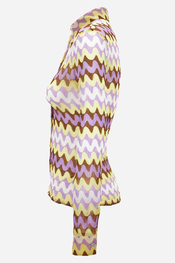 Formal Shirt In Wave Print On Techno Creponne