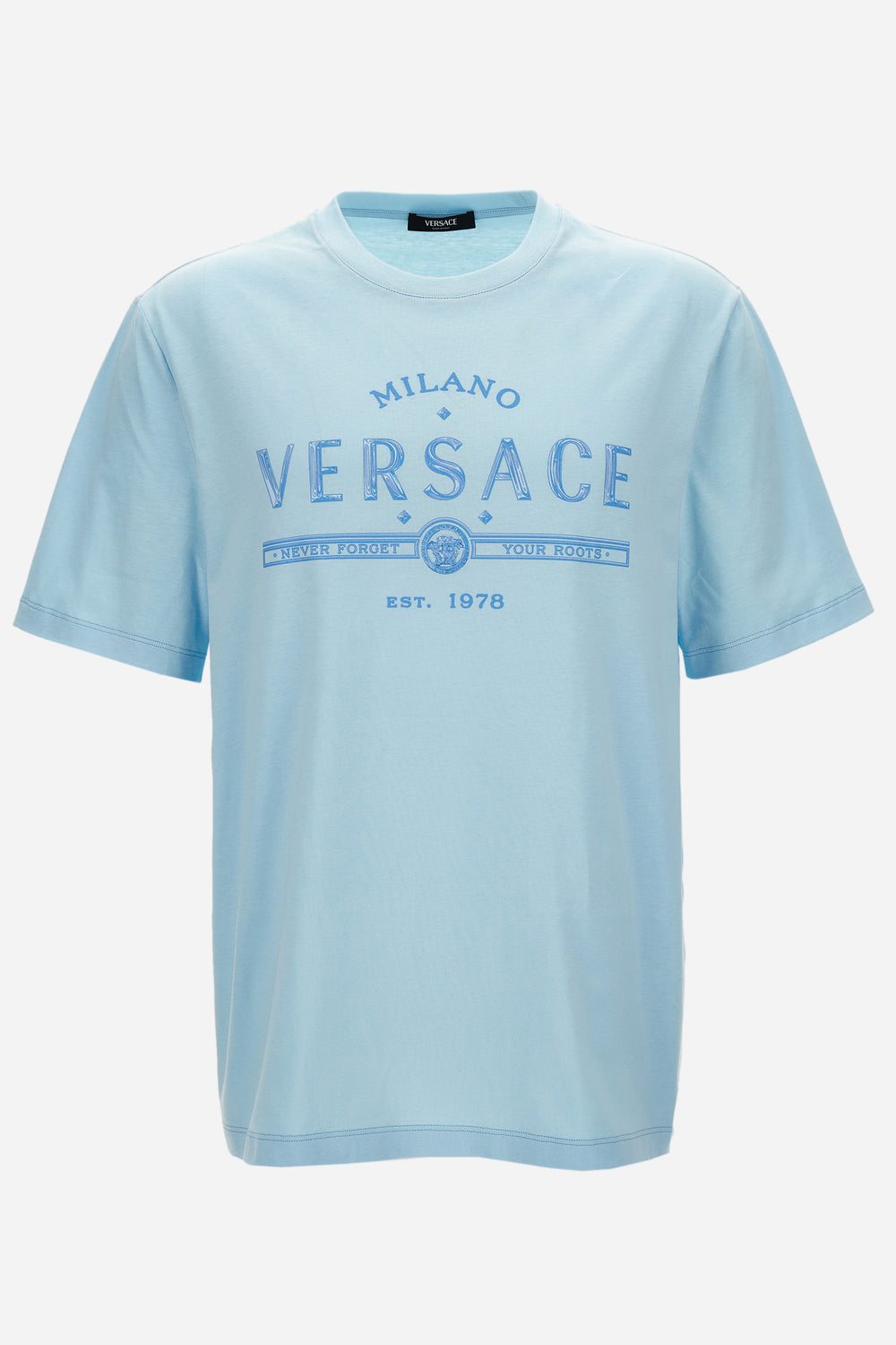 T-Shirt In Compact Cotton Jersey Fabric-Never Forget Versace Print
