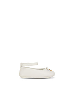 NAPPA LEATHER BALLET FLATS WITH ANKLE STRAP AND CHARM