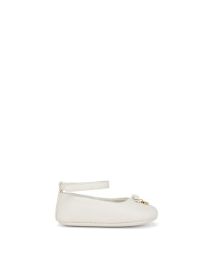 NAPPA LEATHER BALLET FLATS WITH ANKLE STRAP AND CHARM