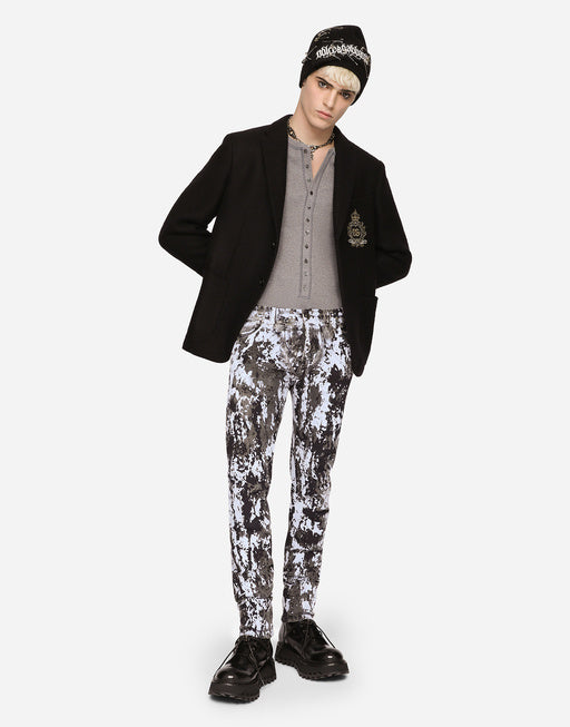 STRETCH JERSEY JACKET WITH HERALDIC PATCH