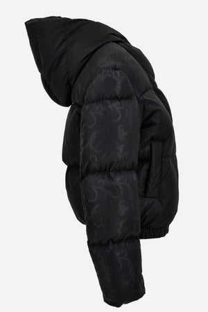 Padded Jacket In Nylon + Ibiscus All Over Print Details