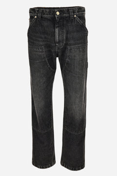 Pant Denim In Stone Wash Black Denim Fabric