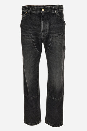Pant Denim In Stone Wash Black Denim Fabric