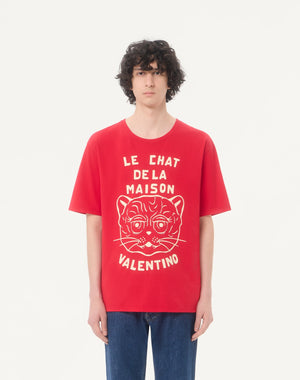 T-Shirt In Cotone Con Stampa Le Chat De La Maison